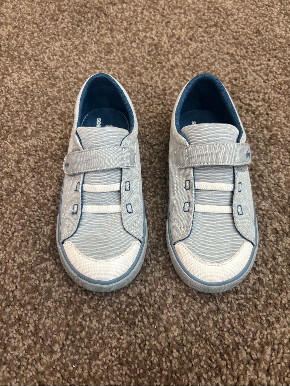 See Kai Run Light Blue and White Hook-and-Loop Sneakers for Kids